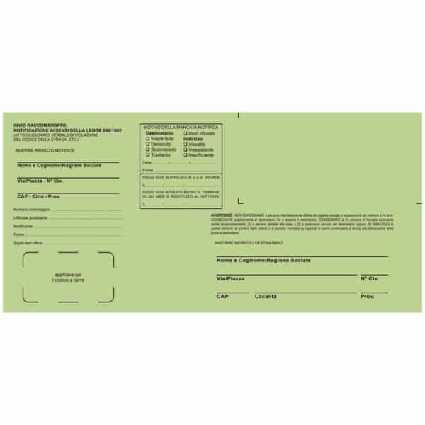 Buste verdi per notifica in proprio o tramite Ufficiali Giudiziari – f.to 11×23 cm – 250 pz