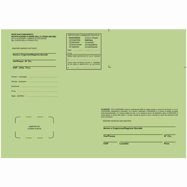 Buste verdi per notifica in proprio e Ufficiali Giudiziari – f.to 23×33 cm. Contiene gli atti senza piegarli