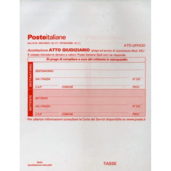 NUOVE Accettazione Raccomandate Appello – MOD 22AG – conf. 100 pezzi
