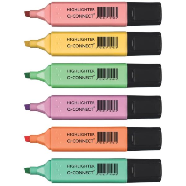 Evidenziatori Pastel Q-Connect 1,5-2 mm assortiti conf. 6 pezzi