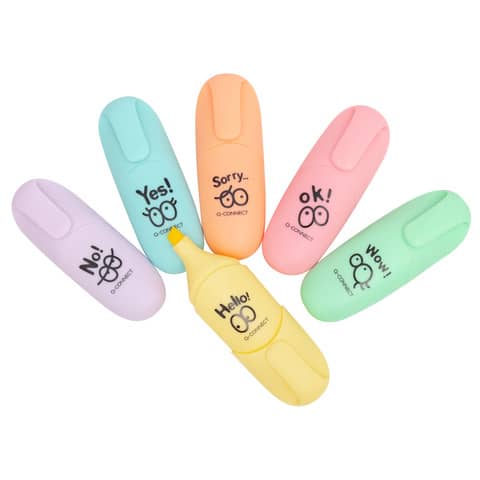 Set mini evidenziatori Q-Connect colori assortiti pastello – conf. 6 pezzi
